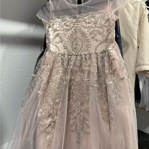 Elegant champagne color Lace Kids Dress